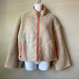 Penfield x Madewell cream & peach wide sleeve sherpa fleece zip up jacket